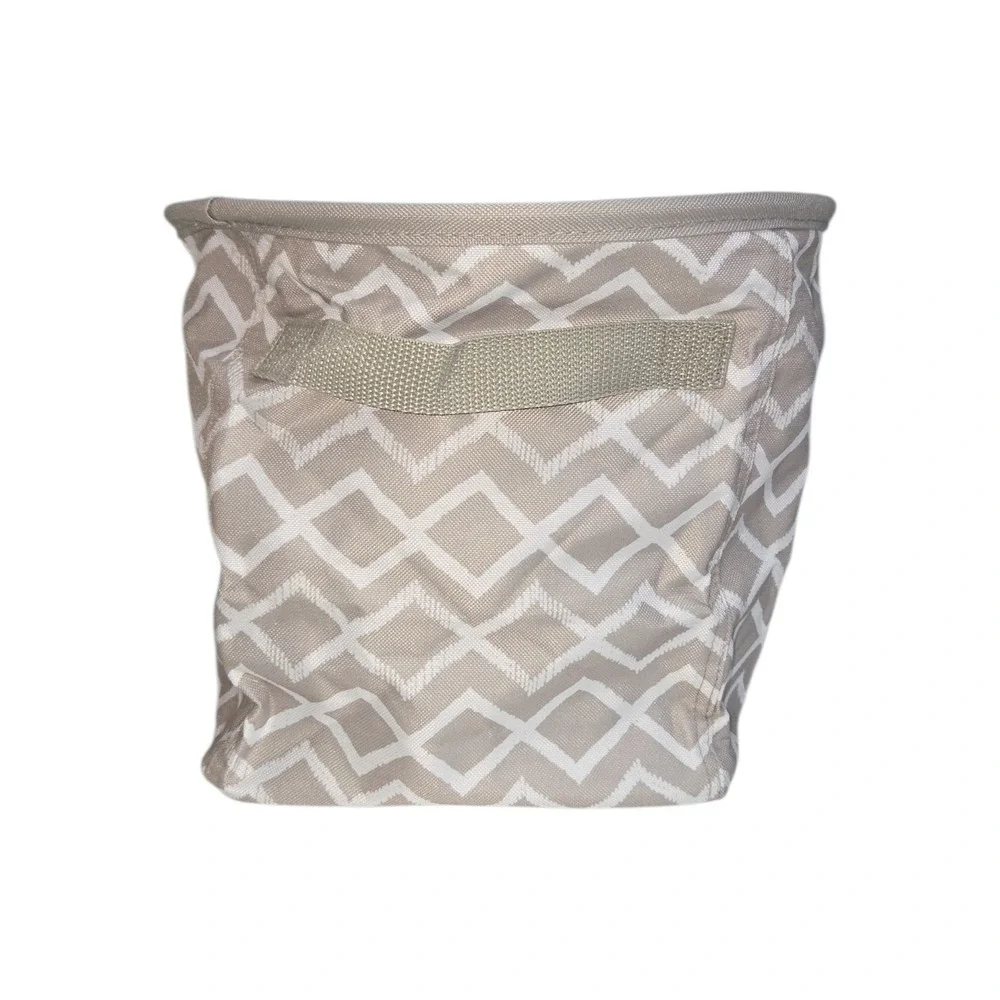 Thirty-One Tan/White Chevron Diamond Mini Storage Bin Organzier